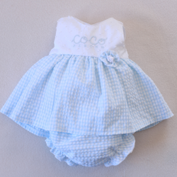 Vichy Azul Vestido y braguita